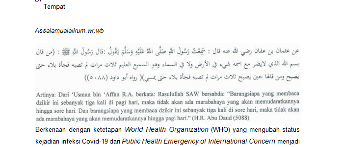 Maklumat Libur Ramadhan dan Antisipasi Perkembangan Penyebaran Virus Corona (Covid-19)